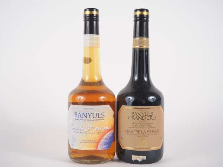 2 BOUTEILLES BANYULS CELLIER DES TEMPLIERS : 1 CUVÉE DU 3EME MILLÉNAIR