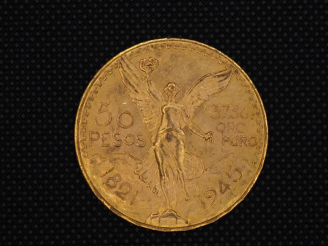 Vente aux enchères 1 pièce de 50 pesos, or FRAIS ACHETEUR : 10 % HT   