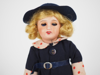 Vente aux enchères Poupée Bleuette Unis france tête porcelaine  bouche ouverte yeux0 basc