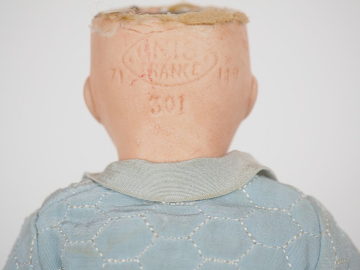 Poupée Bleuette Unis france tête porcelaine  bouche ouverte yeux bascu