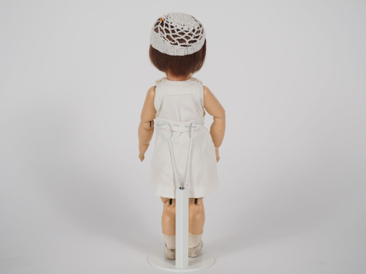 Poupée type Bleuette tête porcelaine SFBJ 2 bouche ouverte yeux bascul