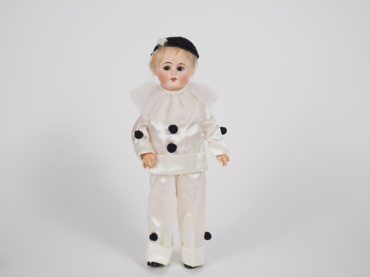 Petite poupée allemande bouche ouverte yeux bruns perruque blonde de s