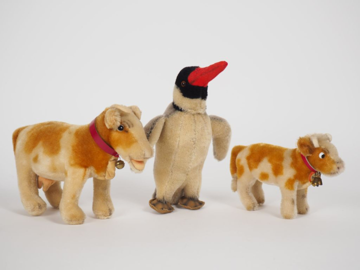 Lot de 3 animaux de marque Steiff en peluche des années 50 dont pingou