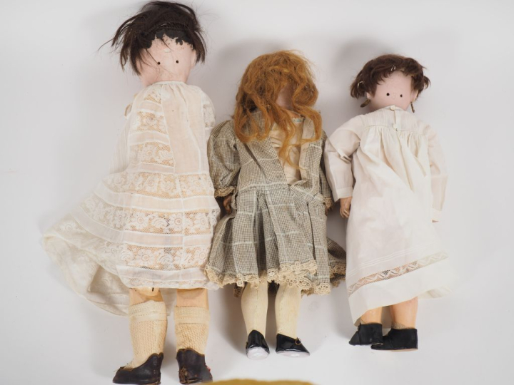 Lot de 3 poupées, tête porcelaine dont S/H 1079 Simon et Halbig 8 DEP 