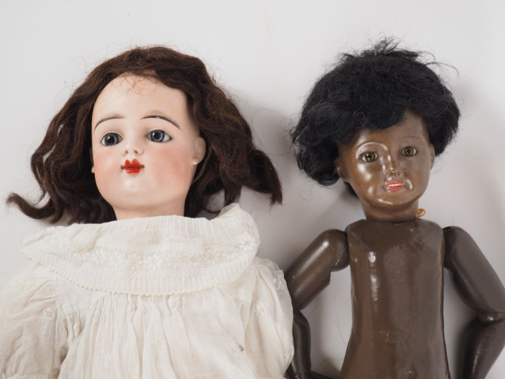 2 poupées têtes porcelaine restaurées dont FG 10 au cartouche BF corps