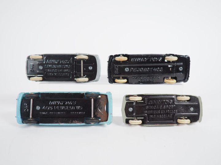 Dinky toys France lot de 4 miniatures au 1/43e dont : Simca 8 sport , 