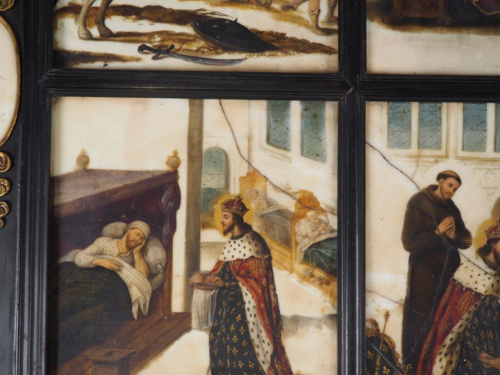 Ecole française XVIIème (Claude DERUET attribué à).  Peinture sur marb