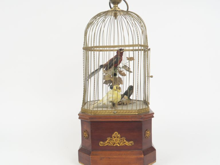 BONTEMPS. (attribué à)  Cage à trois oiseaux chanteurs bon état généra