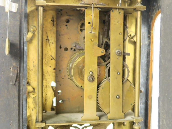 Cartel Régence en placage d'ébène fileté de laiton et bronze, cadran e