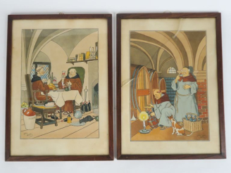 Vente aux enchères Harry ELIOTT.  Suite de quatre lithographies en couleur "les moines bo