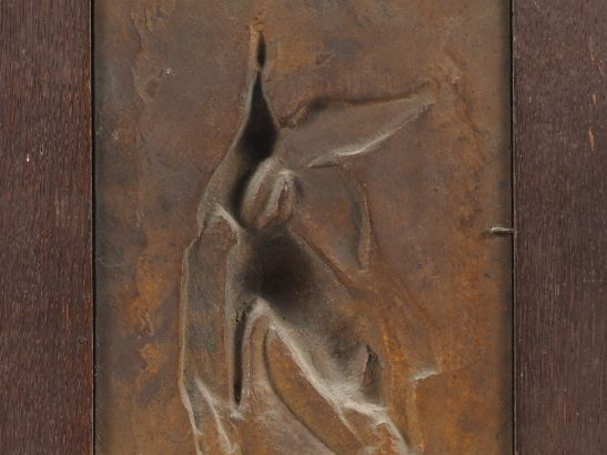 Pierre Jules MENE. Plaque en bronze à patine brune "trophée de chasse"