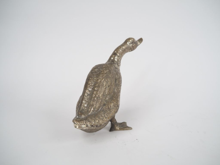 Sujet en bronze argenté "canard" H. 15,5 cm