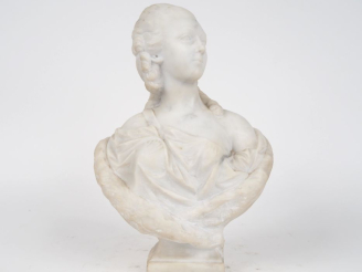 Vente aux enchères Ecole française XIXème.  "Portrait d'élégante en buste, portrait de la