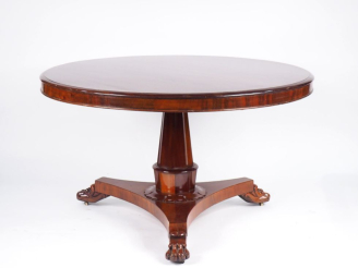 Vente aux enchères Grande table à thé anglaise XIXème en acajou et placage d'acajou, plat