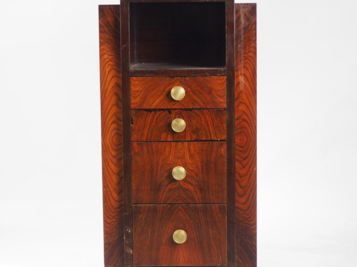 Meuble d'appui 1940 en placage de palissandre, quatre tiroirs et une n
