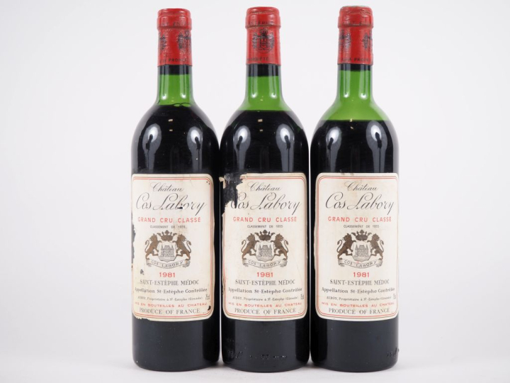 3 BOUTEILLES CHÂTEAU COS LABORY GCC ST ESTÈPHE - 1981 - 1 LB/1 HEP/1 M