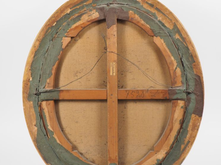 Ecole française XIXème. "Portrait de jeune femme à la robe de soie par