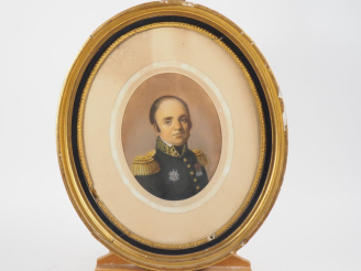 Vente aux enchères Ecole française XIXème. "Portrait de militaire". Pastel signé en bas à