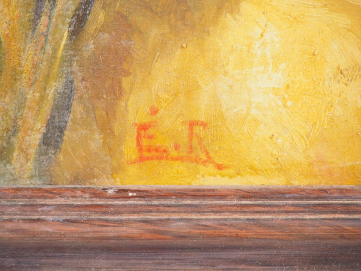 Ecole française XXème. "portrait d'homme barbu" Huile sur toile, monog