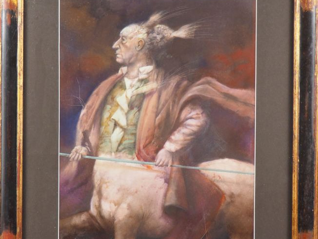 V. ARNAS.  "Centauro II"  Technique mixte, signée en bas à gauche Dim.