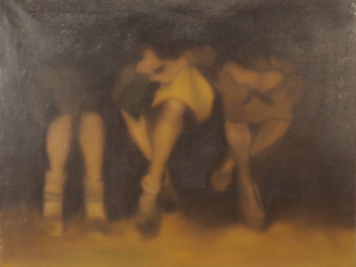 Vente aux enchères Blanca BARTHES-MOLINA "Jeunes femmes assises". Huile sur toile, signée