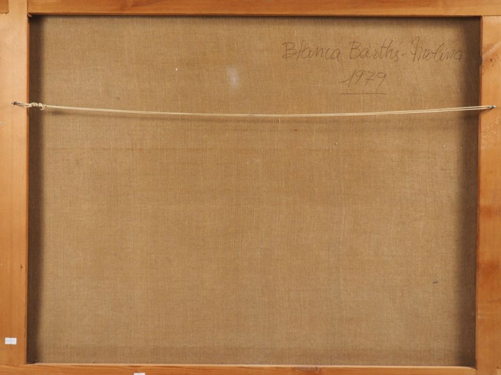 Blanca BARTHES-MOLINA "Jeunes femmes assises". Huile sur toile, signée
