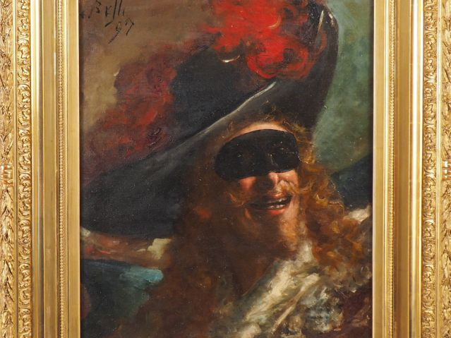 BELLI.  "portrait de Cyrano"  Huile sur toile, signée en haut à gauche