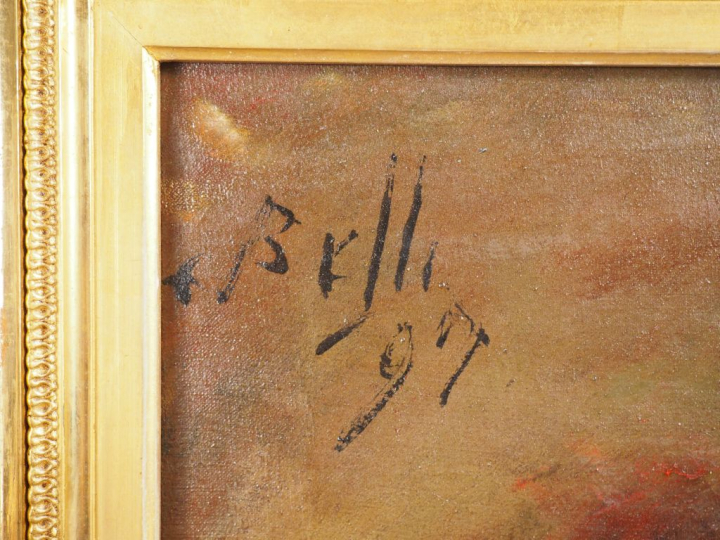 BELLI.  "portrait de Cyrano"  Huile sur toile, signée en haut à gauche