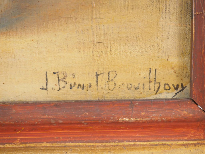 Julia BROUILHONY-BÉNET. "Table dressée". Huile sur toile, signée en ba