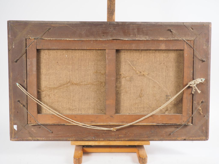 Julia BROUILHONY-BÉNET. "Table dressée". Huile sur toile, signée en ba