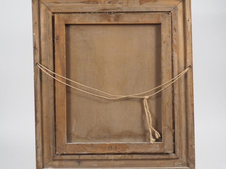 BRUNET. "Portrait d'homme sur fond vert". Huile sur toile, signée en b