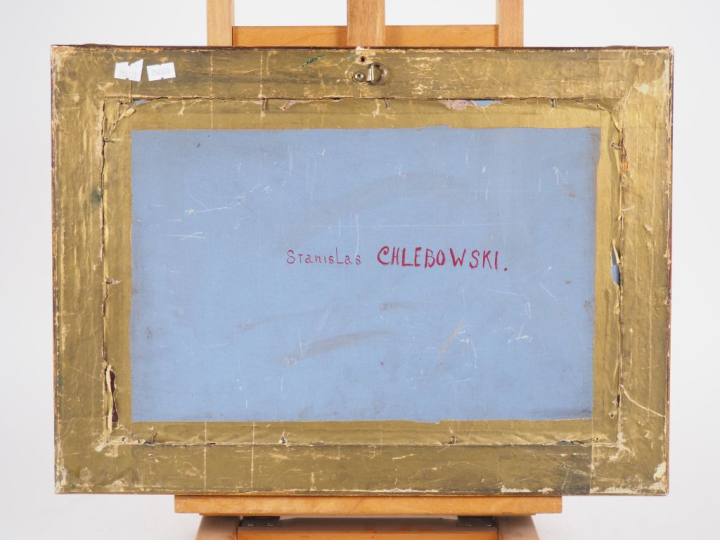 Stanislas CHLEBOWSKI. "apparition de la reine de Saba" Aquarelle gouac