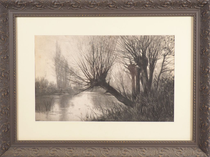 A. ALLONGÉ. "paysage lacustre animé et paysage animé" Paire de lavis s