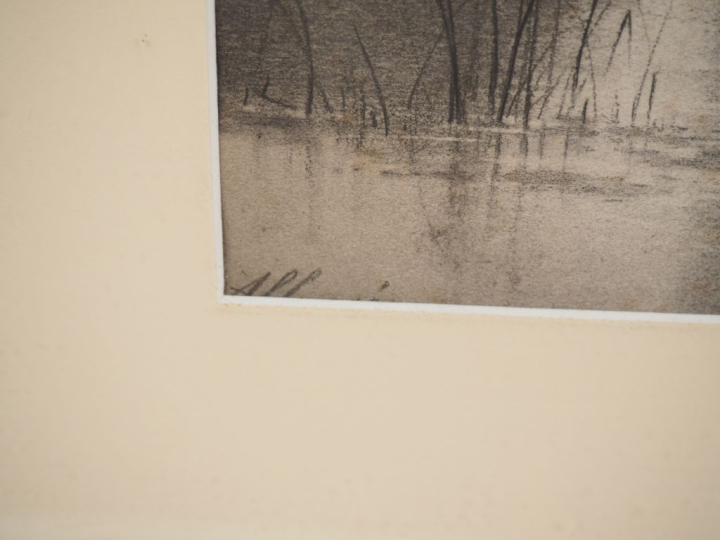 A. ALLONGÉ. "paysage lacustre animé et paysage animé" Paire de lavis s