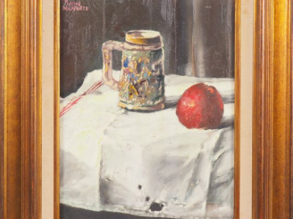 Vente aux enchères Yvon DELAPORTE.  "nature morte" Huile sur toile, signée en haut à gauc