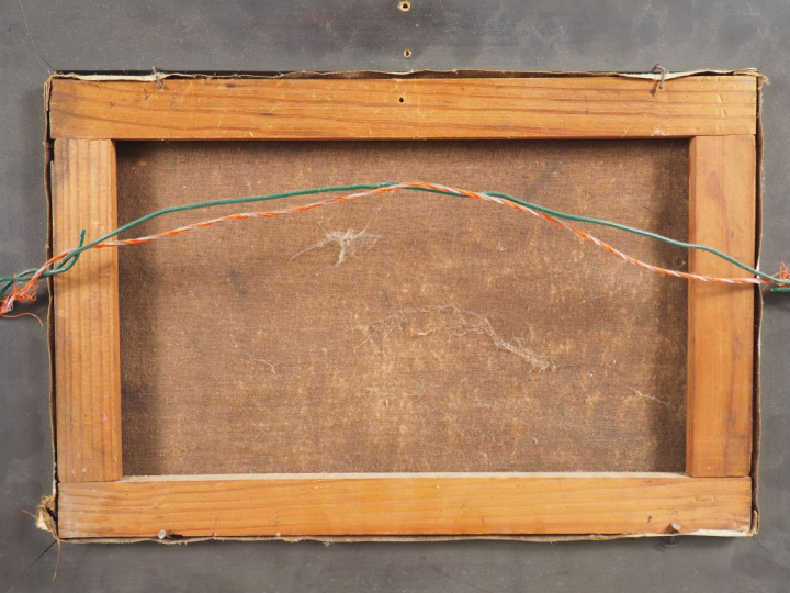 ESCUREL.  "le poulailler" Huile sur toile, signée en bas à gauche  Dim