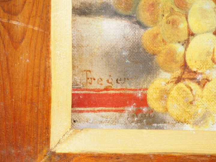 FREGER. "Natures mortes aux légumes et aux fruits". Paire d'huiles sur