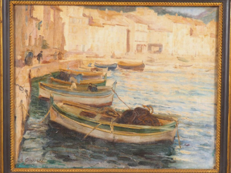 Vente aux enchères Adolphe GAURET. "Cassis, le port" Paire d'huiles sur carton, signées e