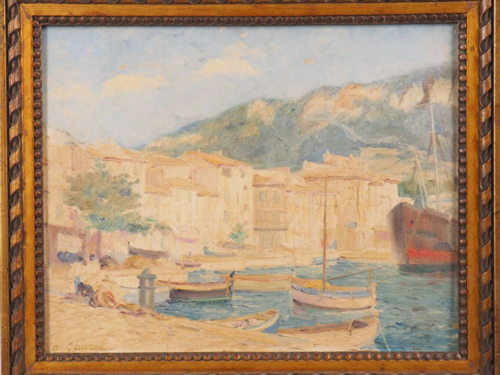 Adolphe GAURET. "Cassis, le port" Paire d'huiles sur carton, signées e