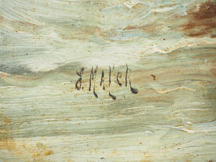 MAYER. "Marine" Huile sur toile, signée en bas à gauche  Dim. 45,5 x 5