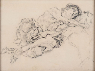 Vente aux enchères René MORERE. "étude de nu" Dessin au crayon daté 42 Dim: 28,5 X 37,5 c