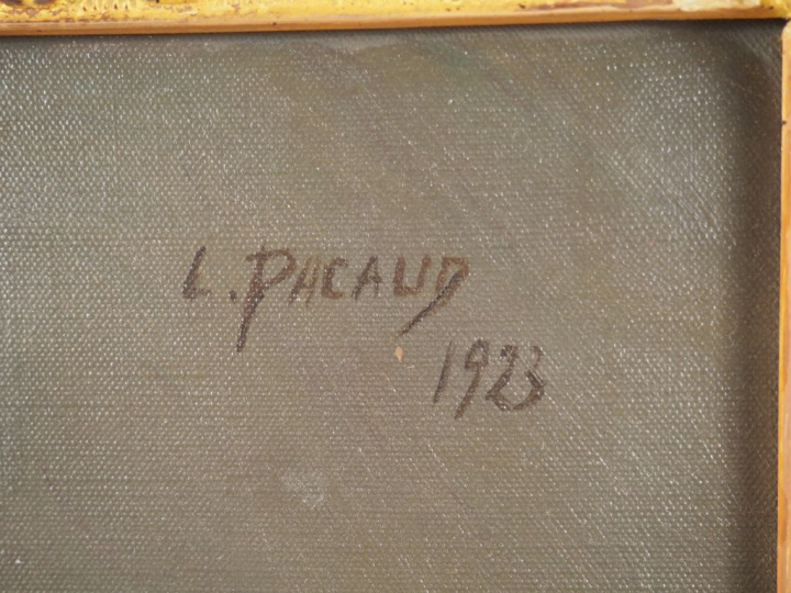 L. PACAUD.  "portrait d'Elisabeth de Luzignan" Huile sur toile, signée