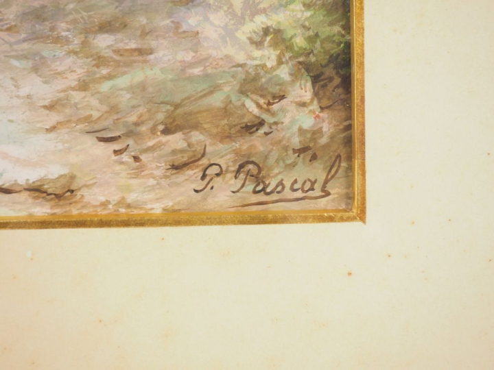 Paul PASCAL. "Bédouins en Afrique du Nord". Aquarelle, signée en bas à