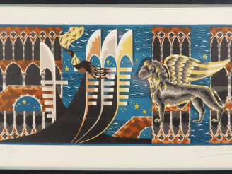 Vente aux enchères Jean PICART LEDOUX. "Venezia". Lithographie en couleur signée en bas à