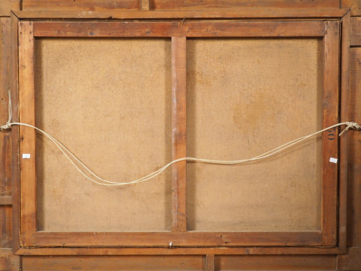 POINT. "Ramasseuse de fagot en bord de village". Grande huile sur toil