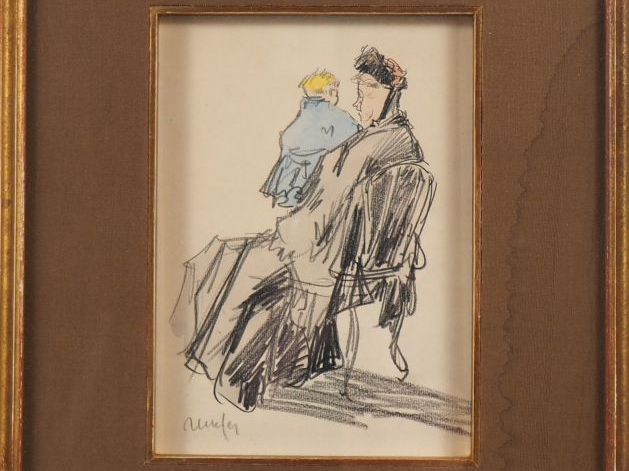 RENEFER. "maternité" Dessin signé en bas à gauche Dim: 19 X 13,5 cm