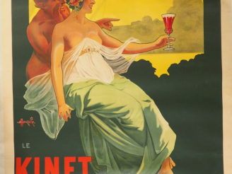 Vente aux enchères AUZOLLE. "LeKinet double l'appétit". Affiche entoilée. Signée. Dim. 15
