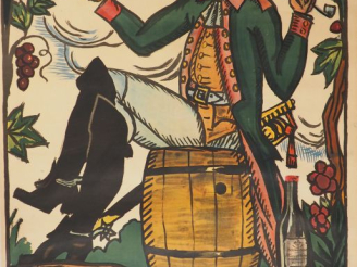 Vente aux enchères Guy ARNOUX. "Les vins de Bourgogne". Affiche entoilée, imrimerie Devam