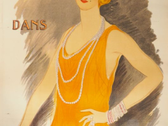 Vente aux enchères VERTES. "Simone Prevalles". Affiche contrecollée, imprimerie l'affiche