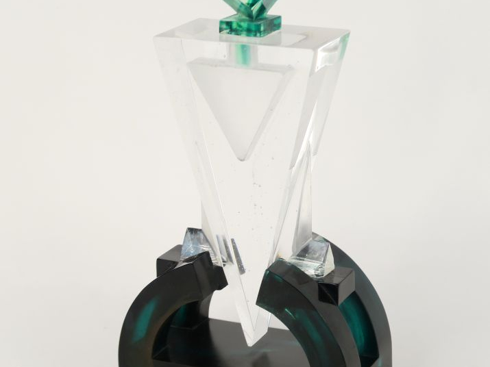 Antoine LEPERLIER.  Sculpture en verre bicolore  Epreuve d'artiste Sig